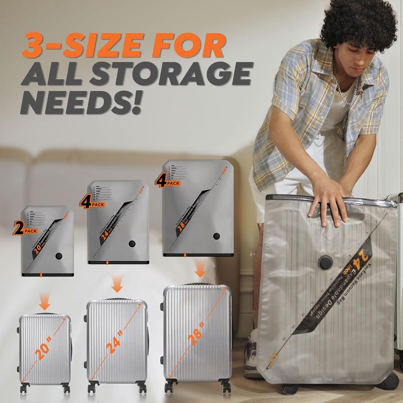 Vacbird Rechargeable Wireless Pump Travel Storage Bags Set - 10 Pack Portable Space Saver Bags for Travel & Home - Vacuum Compression Packing Seal for Clothes, Blankets, Seasonal Storage - Image 4